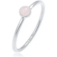 Elli Fingerring Rosenquarz Edelstein Stabelring 925er Silber