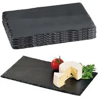 Kesper Servierbrett 5 Stück Buffetplatte aus Schiefer - 30 x 20 cm, Schiefer, (5-St), naturbelassener Rand
