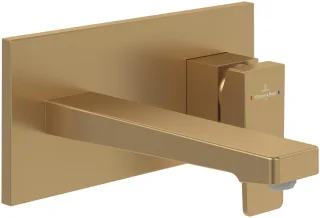 Villeroy & Boch Waschtischarmatur Archit.Square 230x110x224 mm m Push-Open-Ablaufgarnitur Brushed G TVW12500300076