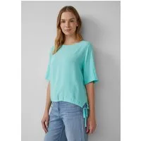 s.Oliver Kurzarmbluse Bluse Gemusterte Shirt-Bluse mit verstellbarem Saum