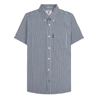 Lambretta Herren SS25 Karierter Hemd (Marineblau/Weiß)