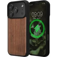 kwmobile Smartphone-Hülle Echtholz Schutzhülle für Apple iPhone 17 Pro Hülle, Cover aus Holz und TPU - Kompatibel mit MagSafe - Walnussholz