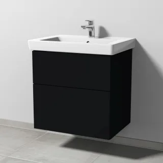 Sanipa 3way Waschtischunterbau zu Villeroy & Boch Subway 2.0 Waschtisch mit 2 Auszügen, Schwarz-Matt SF61308