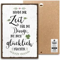 ARTFAVES Holzbild Schild mit Spruch - NIMM DIR ZEIT FÜR DIE DINGE - Glücklichsein, Achts