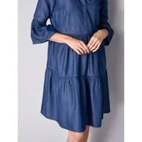 Alba Moda Midikleid Freizeitkleid mit Volantärmeln Unifarbenes Modell mit femininem Ausschnitt und ohne Verschluss