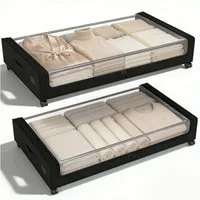 Sekey Unterbettkommode Unterbett Aufbewahrungsbox mit deckel transparente Aufbewahrungstasche, 2 St Organizer mit Rollen für Kleiderschrank zur Aufbewahrung