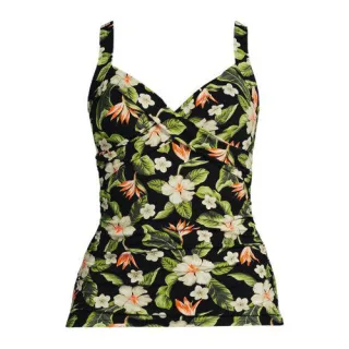 Tankinitop CHLORRESISTENT mit V-Ausschnitt, Damen,  Schwarz, Nylon-Mischung, by Lands' End