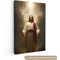 OneMillionCanvasses® Leinwandbild Himmel - Sonnenlicht - Jesus - Rot, Fotodruck (1 St), Leinwand Canvas Wandbild, Wanddekoration 20x30 cm