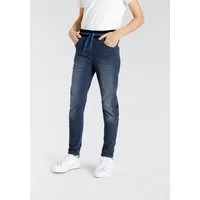 KangaROOS Schlupfjeans, Stretch-Jeans mit schmalem Bein für Jungen schmale Beinform, Used-Waschung, komfortable Leibhöhe