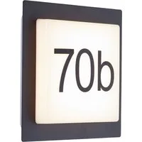 Lightbox Außen-Wandleuchte, LED fest integriert, Warmweiß, LED Außenwandlampe, inkl. Hausnummer, 18 x 18 x5 cm, 9 W, 1100 lm