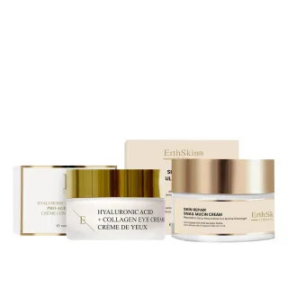 Hautreparatur Schneckenmucus Creme 50ml + Hyaluronsäure + Kollagen Pro Age Augencreme 30ml