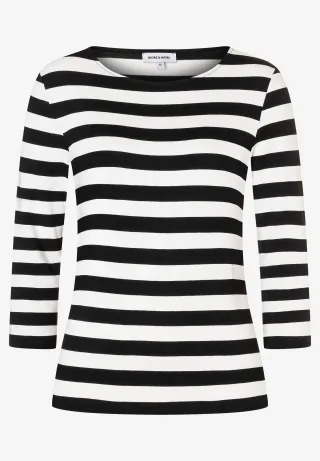 MORE & MORE - Streifenshirt schwarz - Gr. - 36