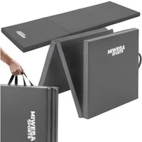 Miweba Sports Gymnastikmatte Fitnessmatte GM100 mit Tragegriffe - faltbar (wasser- und schweißabweisend, Turnmatte für zuhause, Spielmatte für Kinder, Pilates Matte, Workout, 1-St., 180x60x5cm, Kunstleder-PVC, schwarz / grau, rutschfest), Sport Train
