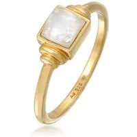 Elli Premium Fingerring Mondstein Quadrat Vintage 925 Silber