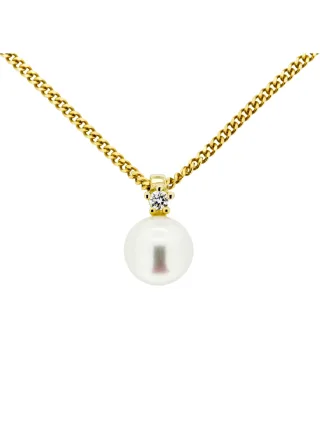 Orolino Halskette 585 Gold mit Brillant 0,03ct. + Perle weiß 6,5-7mm