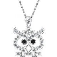 Goldene Hufeisen Kette mit Anhänger Halskette Eule auf Ast Silberkette 925 Silber mit Zirkonia Vogel, 925 Sterling Silber Silberschmuck für Damen, mit Zirkonia