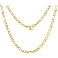 Karisma Schmuck Kette ohne Anhänger Vergoldene kette Männer/Frauen Edelstahl Figarokette Hip Hop/Rapper, /Halsschmuck Dünn 3,5mm Breite/Frauenschmuck Herrenschmuck