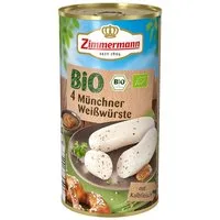 Zimmermann Wurstkonserve, Zimmermann Bio Münchner Weißwürste 4 Stück ATG 250g Dose 597g