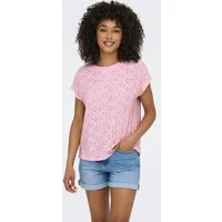 ONLY Kurzarmshirt ONLSMILLA LIFE S/S TOP JRS NOOS regular fit, modisch, Single Jersey, Materialmix, Rundhals