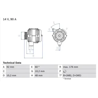 Bosch Lichtmaschine 90A Mercedes 0986039740