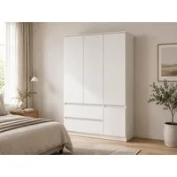 MOEBLO Drehtürenschrank LOSKO 4D2S (Kleiderschrank -120 cm breit, mit 4 Türen, 2 Schubladen, 5 Einlegeböden und Kleiderstange, grifflos) (BxHxT): 120 x 180 x 50 cm