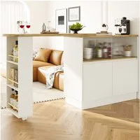 Flieks Bartisch 360° drehbar Stehtisch mit Sideboard (Set, 1-St., mit Rollen und Ablage), ausziehbar Esstisch mit 4 Türen Kommode Bistrotisch