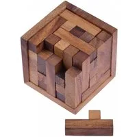 LOGOPLAY 3D-Puzzle Packwürfel 125-3D Cube S, Puzzleteile, Packwürfel 125 3D-Holzpuzzle mit 25 Bausteinen im Holzrahmen Cube S