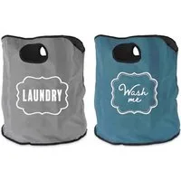 HTI-Living Wäschesack Wäschesack 2er Set Laundry (Set, 2 St., 2 Wäschesäcke mit verschiedenen Motiven), Schmutzwäschebehälter