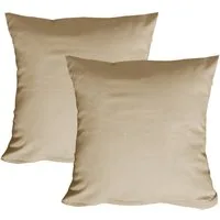 Casa Colori Kissenbezug 2er Set Kissenbezug 100% Baumwolle, (2 Stück), 2er Set Kissenhülle Taupe 40x80 cm