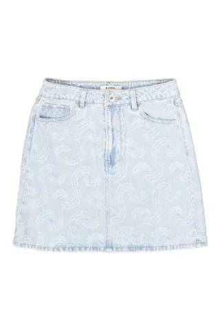 Garcia - Lässiger Jeans-Minirock mit Allover-Stickerei blau - Gr. - XS