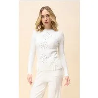 Passioni Strickpullover mit Kristallverzierung und Schnürung