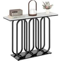 COSTWAY Konsolentisch, schwarz, schmal, mit Marmoroptik, Metall, 100x30x80cm
