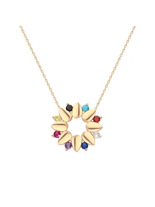 Dkeniz Anhänger mit Kette 925 Silber rose vergoldet Glänzend 45,5+7,5cm Zirkonia Weiß
