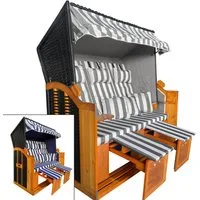 BRAST Strandkorb 3-Sitzer XL für 2-3 Personen, 155cm breit, 2 Designs, BxTxH: 155x78x160 cm, Volllieger, Ostsee, (verstellbare Rückenlehne), Tragkraft bis zu 500kg