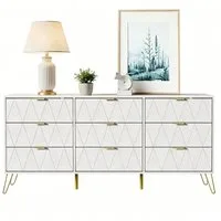 UEV Kommode modern Sideboard schmal Mehrzweckschrank für Kleidung Dokumente (Packung, Schubladenschrank mit Kippsicherung für Wohnzimmer Schlafzimmer Flur), TV Board Schubladenschrank Buffet 150x34x74cm Aufbewahrungsschrank