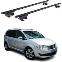 OMAC Dachträger Alu Grundträger für VW Touran 1T 5T 2003-2025 5 tür Schwarz ABE 2x (2-St), Wasserbeständig,Abnehmbar,Multifunktional,Leichtgewichtig