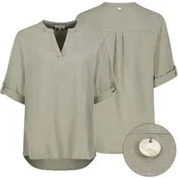 Eight2Nine Hemdbluse Eight2nine Damen Leinen Bluse atmungsaktiv Kurzarmbluse Sommer Urlaub