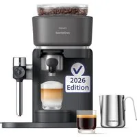 PHILIPS baristina Espressomaschine Latte BAR400/60 mit Mahlwerk für ganze Bohnen und Milchschaumdüse, 3 Schaumarten, 16 bar Pumpendruck, Schwarzgrau​