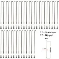 Büchel Fahrrad-Laufrad 37Stück Speichen 288mm Spokes NIROSTA 2mm inkl. Messing Speichennippel
