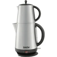 SHOV Wasser-/Teekocher Elektrischer Edelstahlteekocher Vol:1,7L, TeeVol:1L Dual-Heizelement
