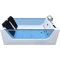 HOME DELUXE Whirlpool-Badewanne ATLANTIC - XL, (inkl. Armaturen, Wanneneinlass, Duschkopf und Mischknäufe), inkl. LED-Beleuchtung, Indoor Whirlpool mit Glasfront
