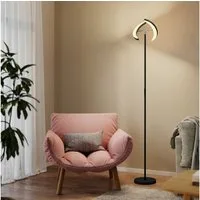 HOMCOM Stehlampe Lampenkopf 350° drehbar, Dimmfunktion, Farbwechsel, Nachtlichtfunktion, LED fest integriert, Farbwechsler, für Wohnzimmer, Schlafzimmer, Schwarz