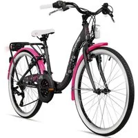 bergsteiger Kinderfahrrad Atlantis 20, 24 Zoll Mädchenfahrrad, 6 - 11 Jahre, StVZO, 18 Gang Shimano Tourney RD-TY300 Schaltwerk, Kettenschaltung, V-Bremse