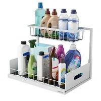 GarPet Küchenregal Spülschrank Organizer schmal Küche Metall Gewürzregal Badezimmer weiß