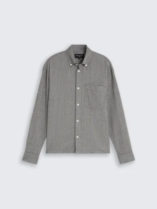 Denim Tom Tailor - Loose Fit Hemd aus Baumwolle black stripe structure - Gr. - XL