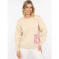 Zwillingsherz Sweatshirt "Alissa" mit SMILE PRINT, Kontrastbündchen, gesticktem Herz am Arm