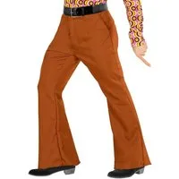 Widdmann Hippie-Kostüm 70er Herrenhose braun, Für Schlager- und Mottopartys: einfarbige Schlaghose für Männer im