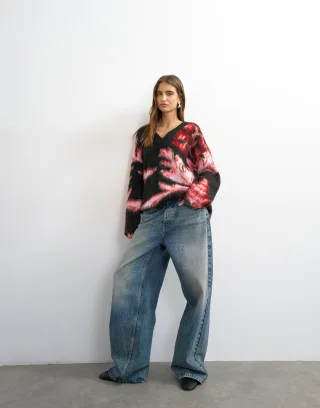 topshop - TSDIJA BRUSHED FLOWER JUMPER KNIT Jet Black - Gr. - S