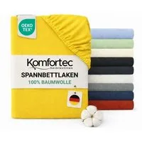 Komfortec Spannbettlaken Jersey Spannbettuch, 90x200, 140x200, 160x200, 180x200 oder 200x200 cm, 100% Baumwolle (135 g/m), Gummizug: Rundum, (1 Stück), OEKO-TEX® Standard 100 Zertifisiert, für Matratzen bis 25 cm Höhe