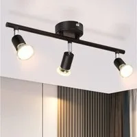 ZMH Deckenstrahler 3-flammig drehbar Schwarz/Nickel Moderne Deckenleuchte für Flur, Einfache Installation, ohne Leuchtmittel, 350°Drehbar Strahler Lampe Edelstahl Decke